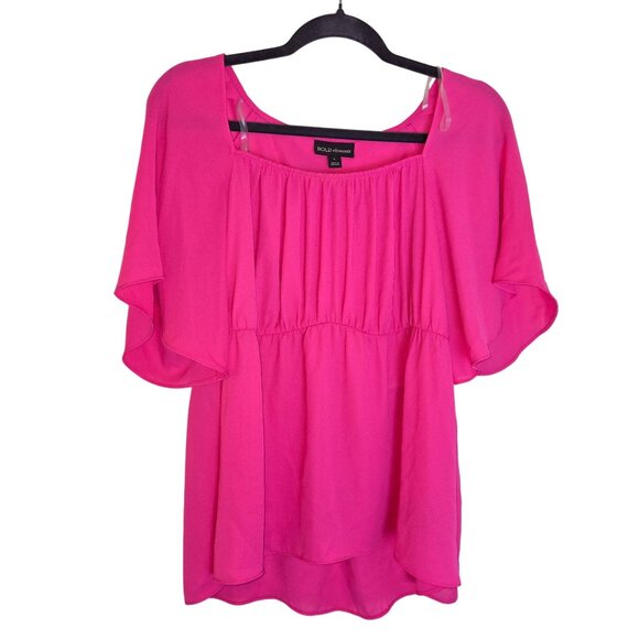 Bold Elements Womens Pink Flutter Sleeve Top L - Picture 1 of 8